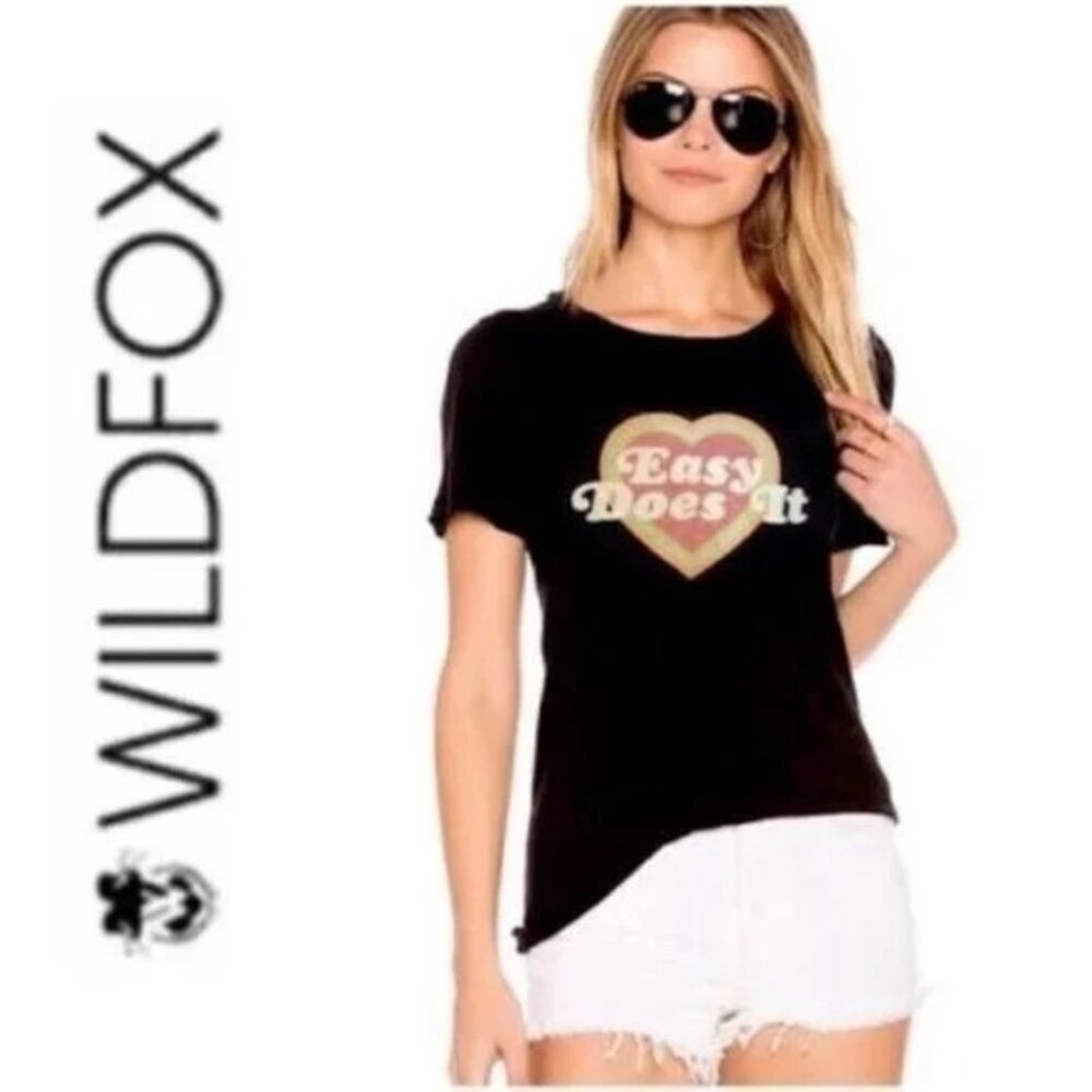 Wildfox Easy Does It Keke Crewneck T-shirt Jet Black